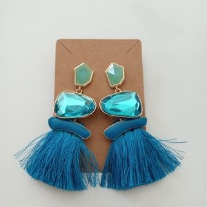 Elegant Blue Tassel Earrings